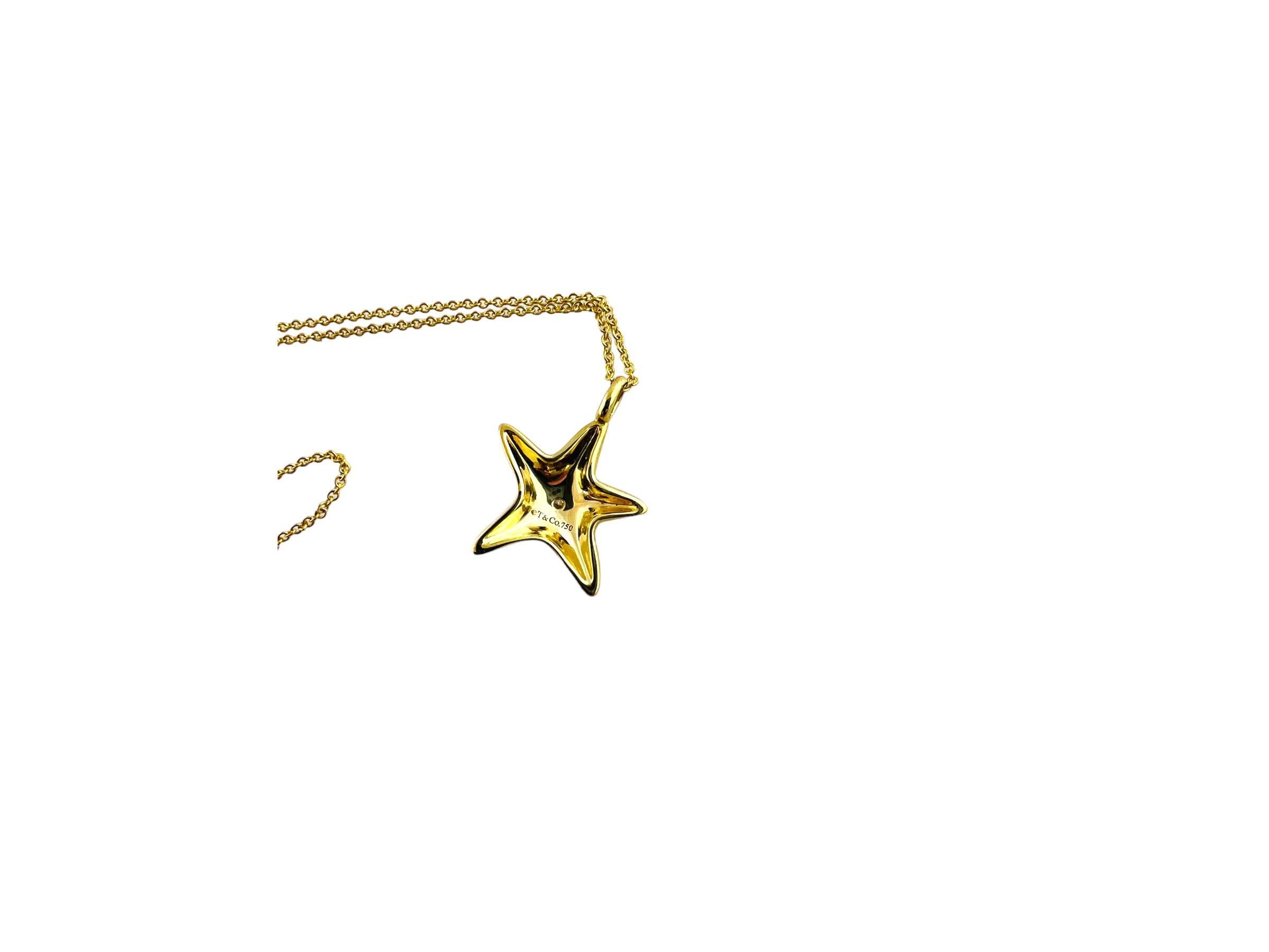Brilliant Cut Tiffany & Co. 18K Yellow Gold Diamond Starfish Pendant Necklace #15432