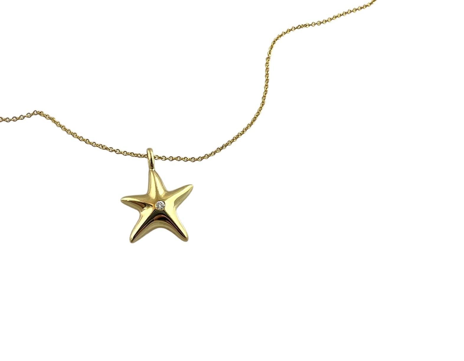 Women's Tiffany & Co. 18K Yellow Gold Diamond Starfish Pendant Necklace #15432