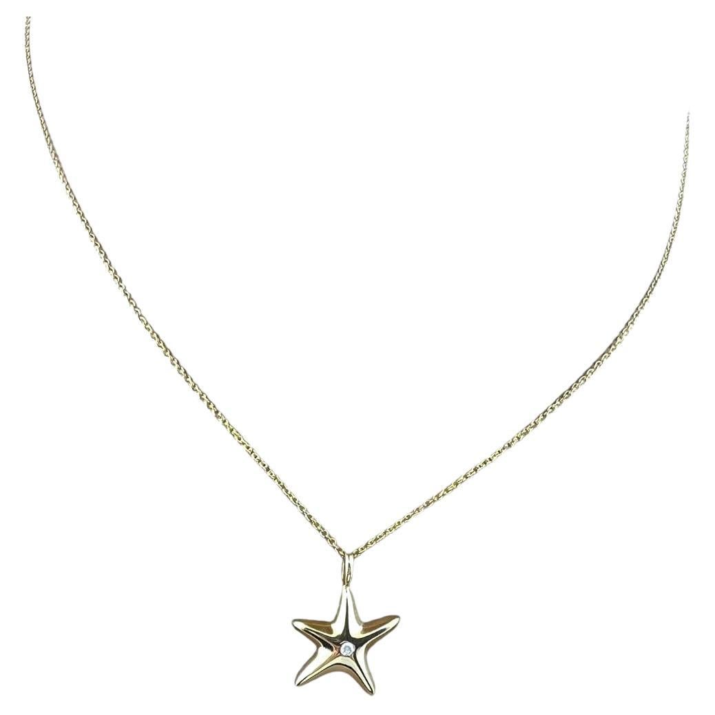 Tiffany & Co. 18K Yellow Gold Diamond Starfish Pendant Necklace #15432