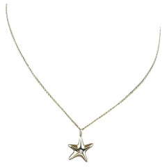 Vintage Tiffany & Co. 18K Yellow Gold Diamond Starfish Pendant Necklace #15432