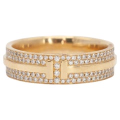 Tiffany 
Co. 18K Yellow Gold Diamond T-Motif Eternity Band Ring