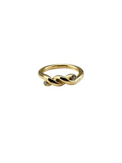Tiffany & Co. 18K Yellow Gold Diamond Twisted Knot Ring Size 6.25 #24350