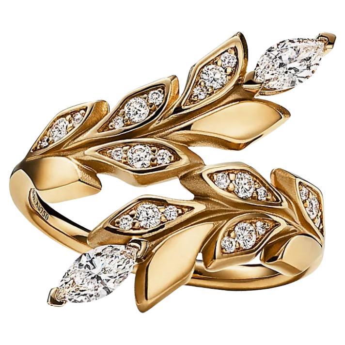 Tiffany & Co 18k Yellow Gold Diamond Victoria Vine Bypass Ring