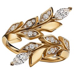 Tiffany & Co 18k Yellow Gold Diamond Victoria Vine Bypass Ring