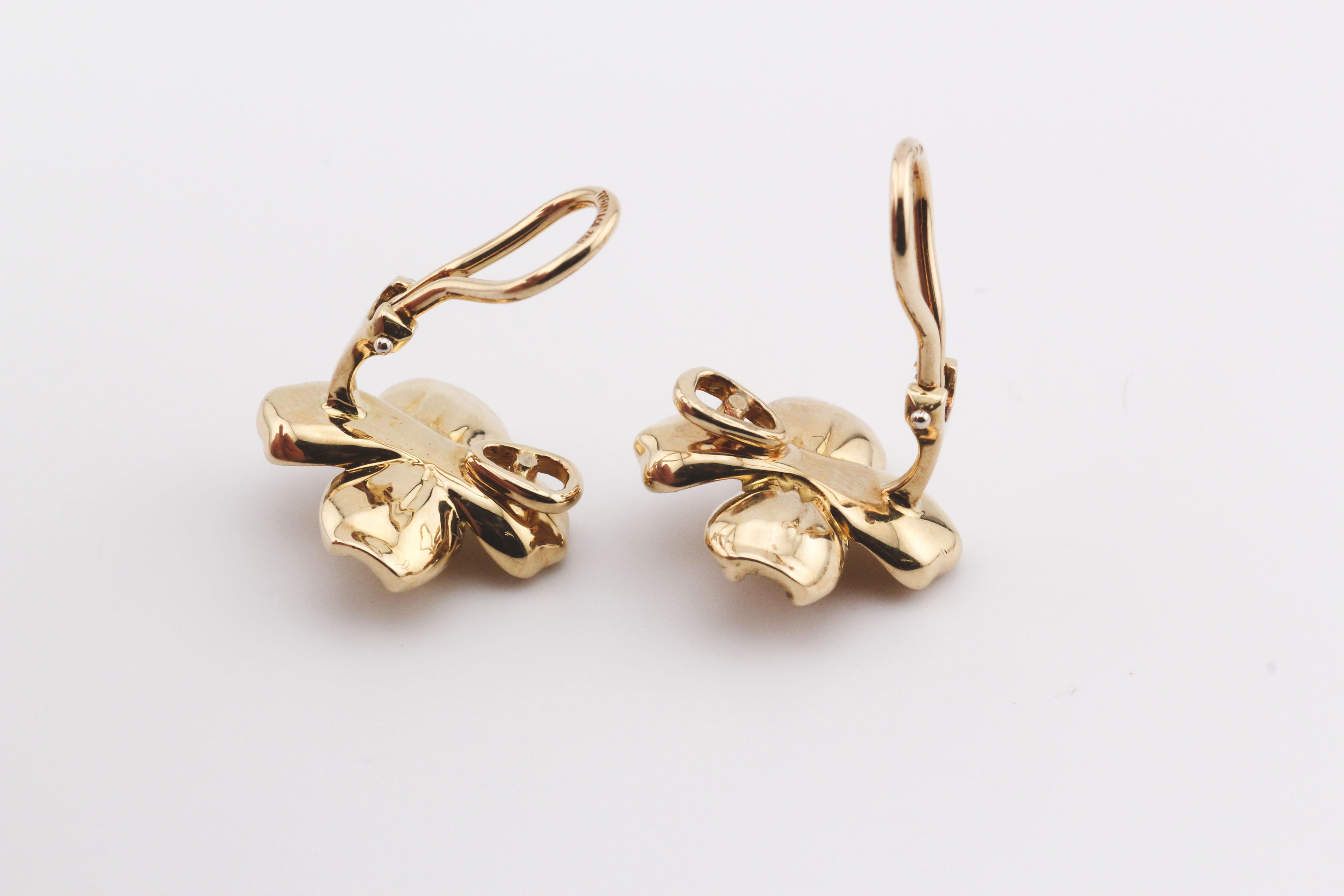 Tiffany & Co. 18K Yellow Gold Dogwood Flower Earrings 2