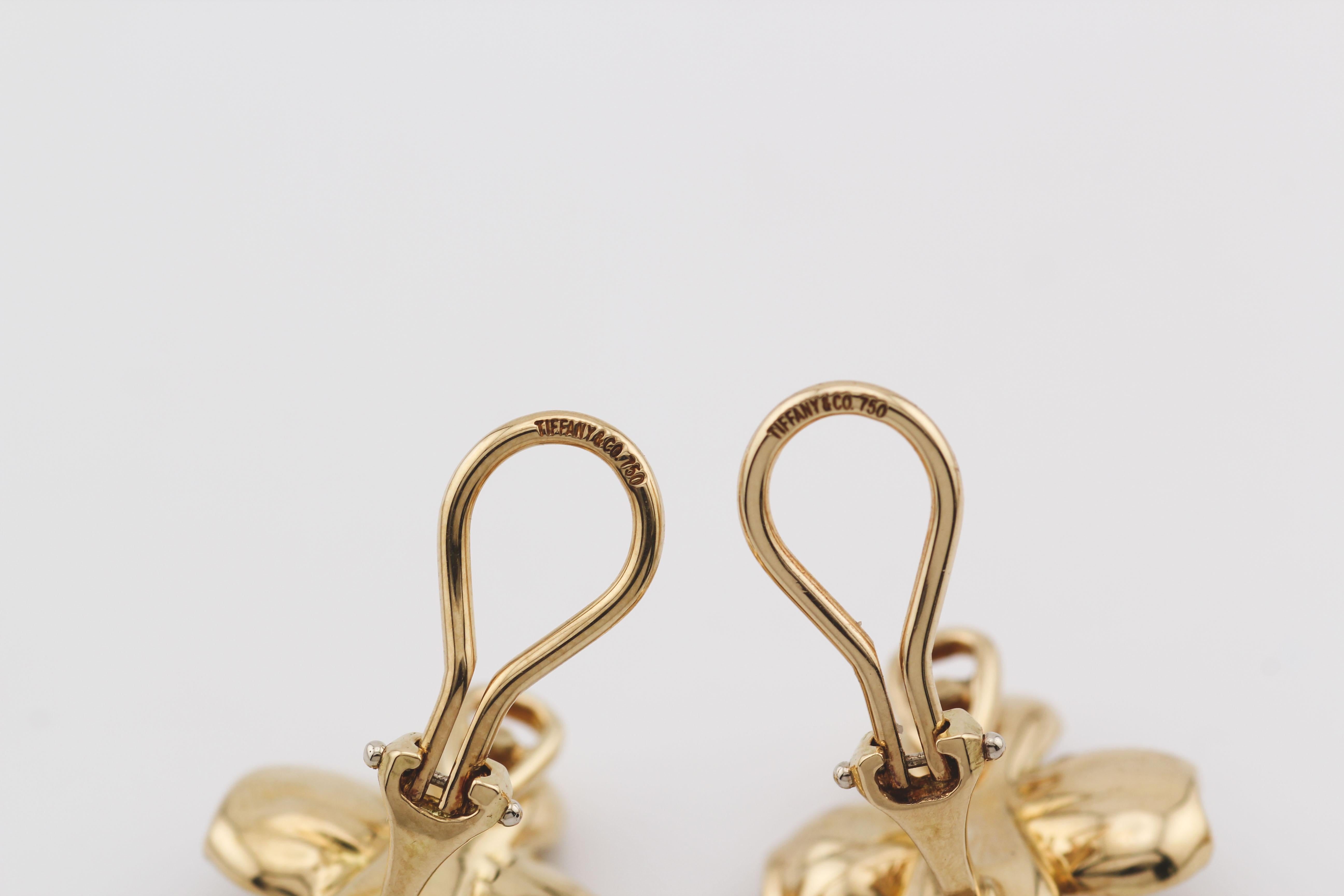 Tiffany & Co. 18K Yellow Gold Dogwood Flower Earrings 3