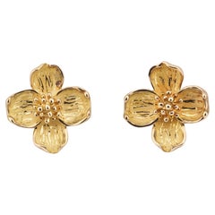 Tiffany & Co. 18K Yellow Gold Dogwood Flower Earrings