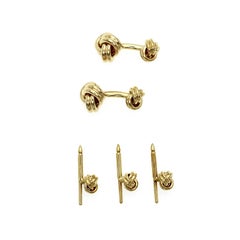 Tiffany & Co, 18K Yellow Gold Double Love Knot Tuxedo Buttons Cufflinks