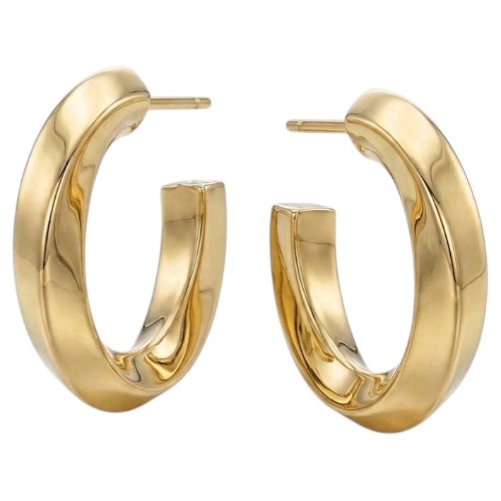TIFFANY and Co. 18K Gold Twist Hoop Earrings For Sale at 1stDibs