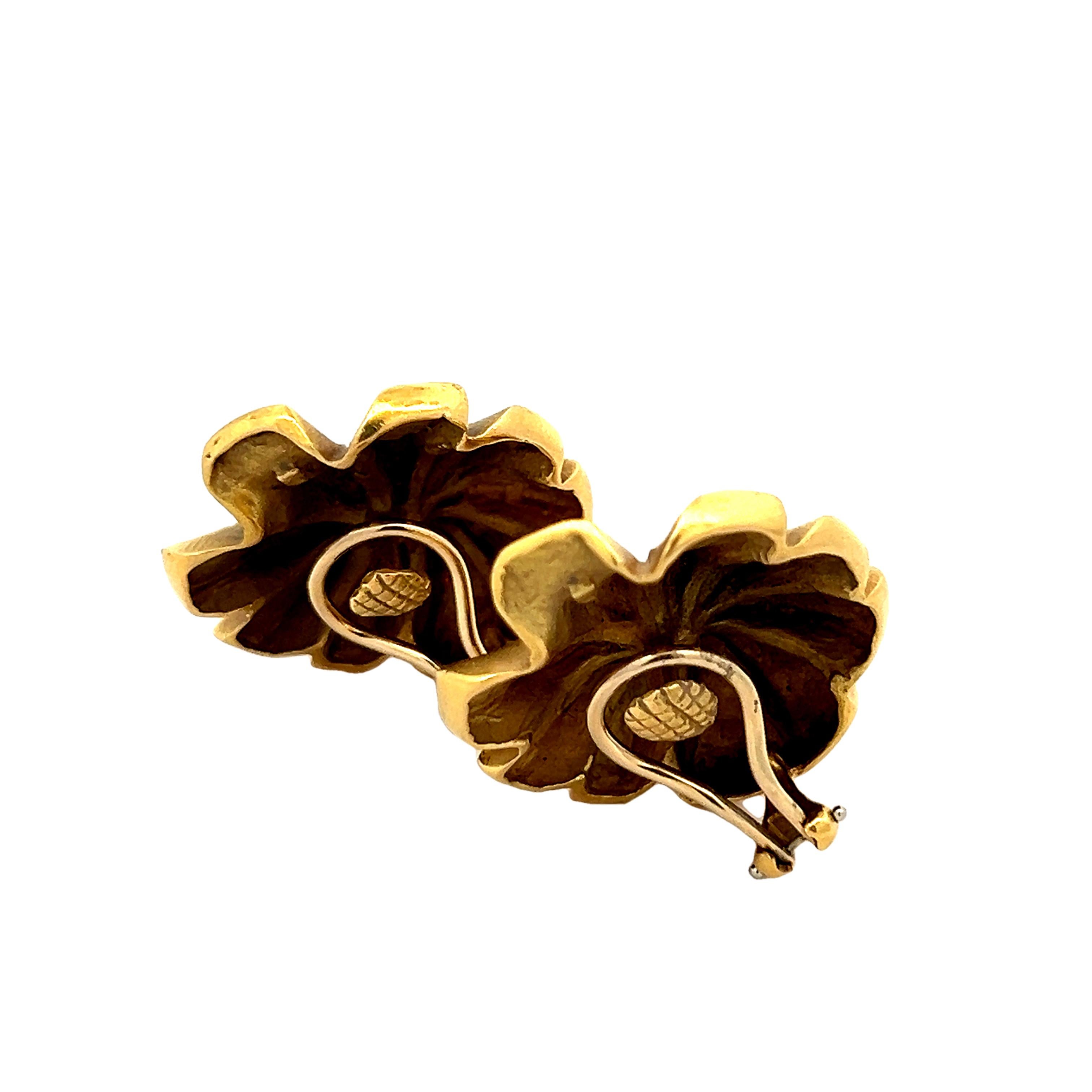 Tiffany & Co. 18k Gelbgold Ohrringe, großes Blumenmotiv im modernistischen Stil im Angebot 2