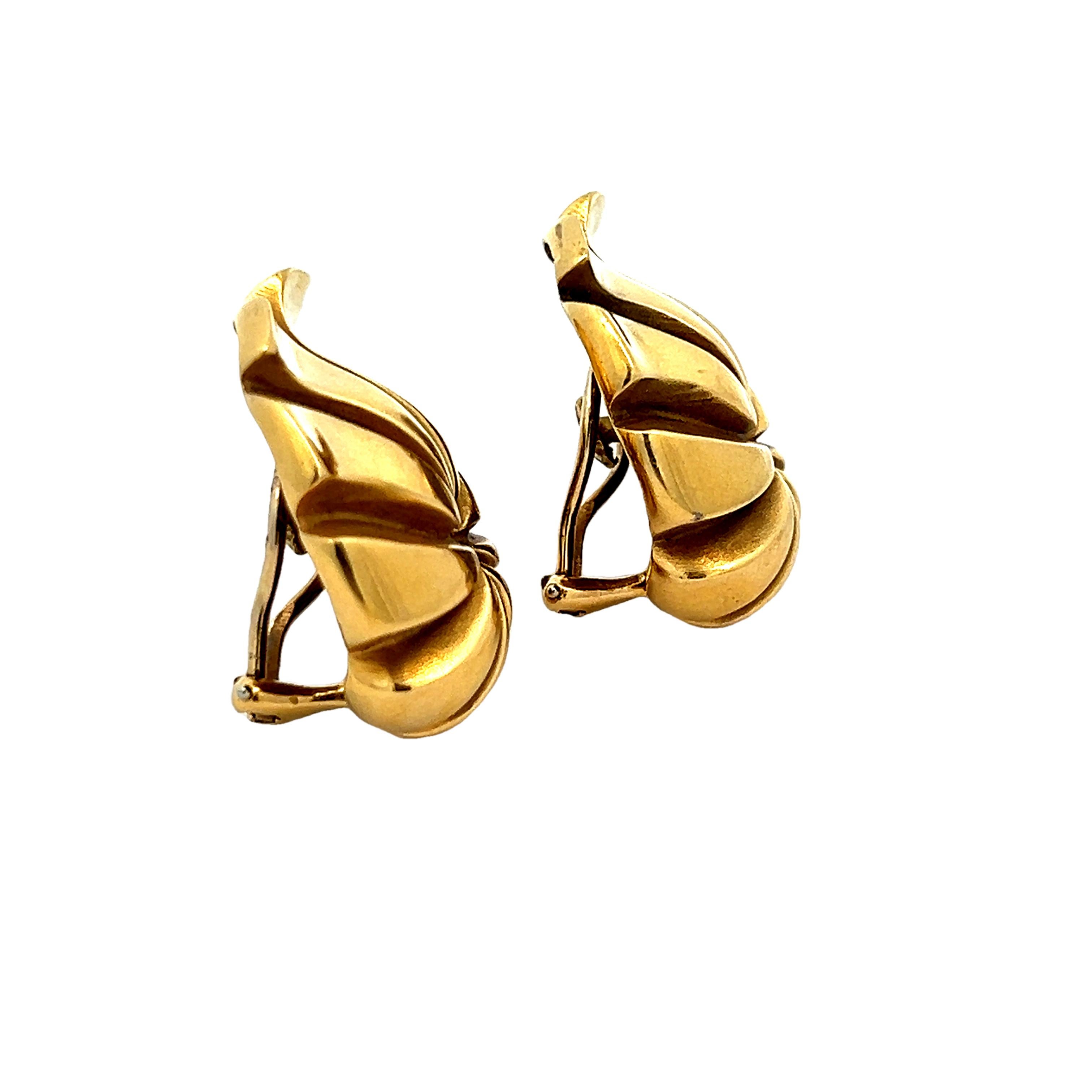 Tiffany & Co. 18k Gelbgold Ohrringe, großes Blumenmotiv im modernistischen Stil im Angebot 3