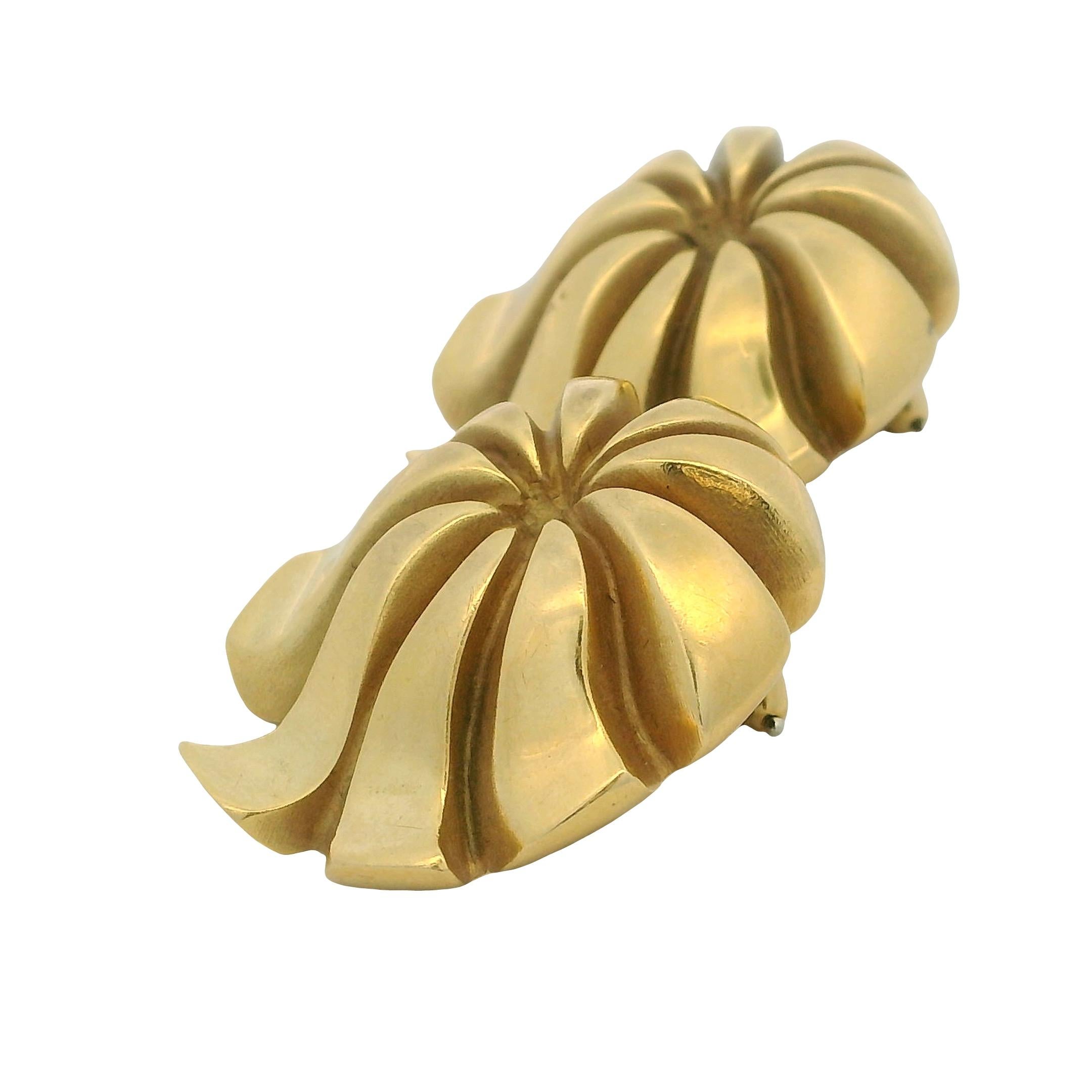 Tiffany & Co. 18k Gelbgold Ohrringe, großes Blumenmotiv im modernistischen Stil im Angebot 4