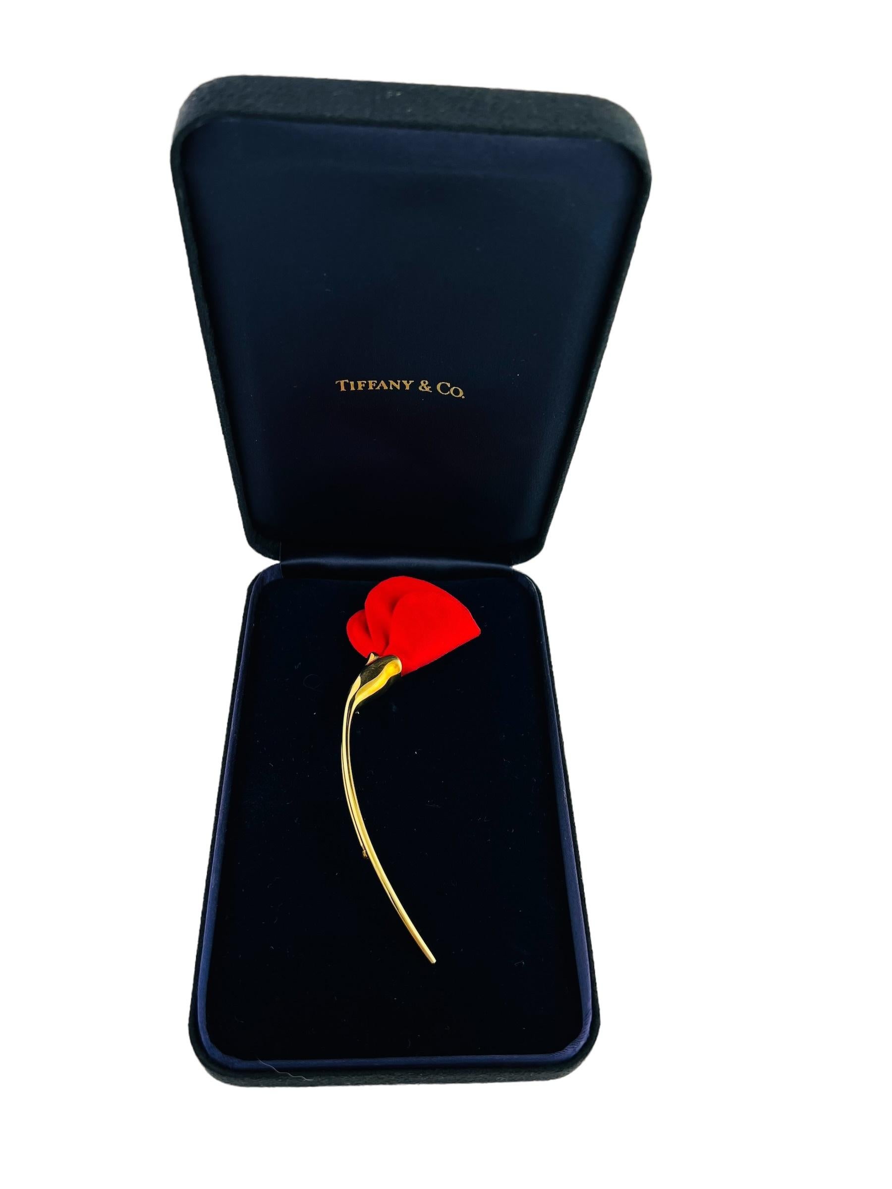 Tiffany & Co. 18K Yellow Gold Elsa Peretti Amapola Poppy Brooch with Box 3