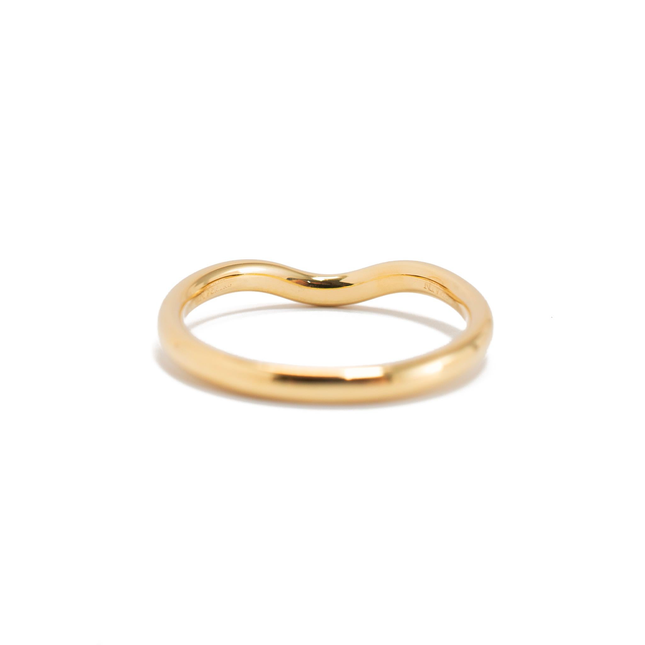 Tiffany & Co 18K Yellow Gold Elsa Peretti Curved Diamond Wedding Band Ring For Sale 1