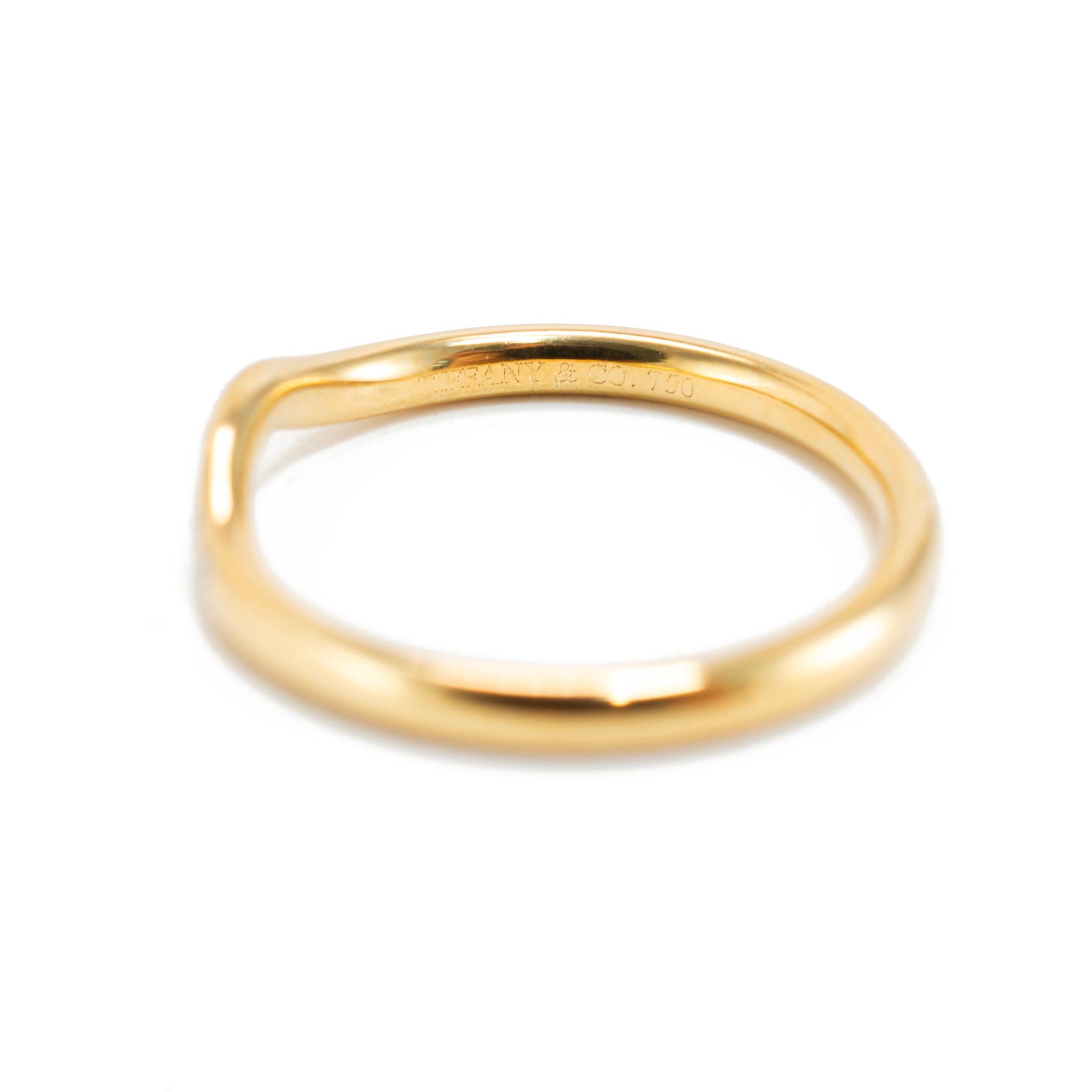 Tiffany & Co 18K Yellow Gold Elsa Peretti Curved Diamond Wedding Band Ring For Sale 2
