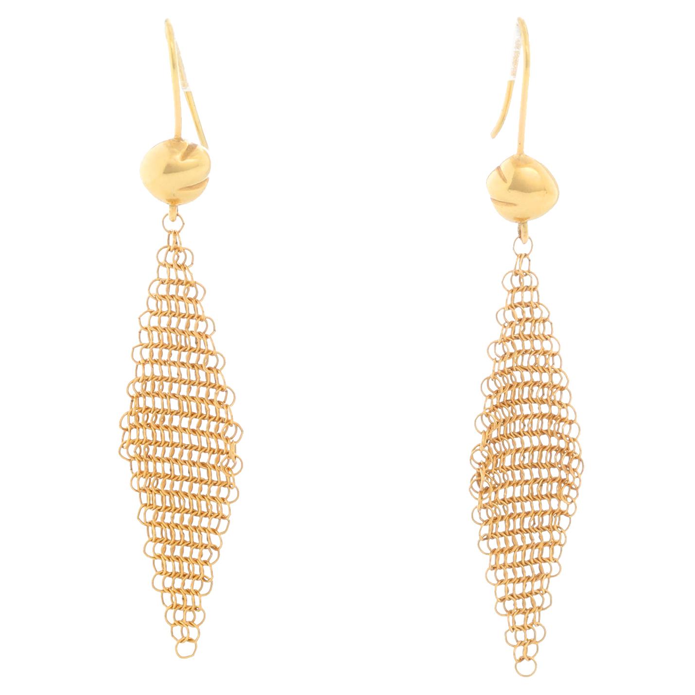Tiffany & Co. 18K Yellow Gold Elsa Peretti Mesh Drop Dangle Earrings
