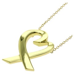 TIFFANY & Co. 18K Gold Paloma Picasso Loving Heart Pendant Necklace LARGE