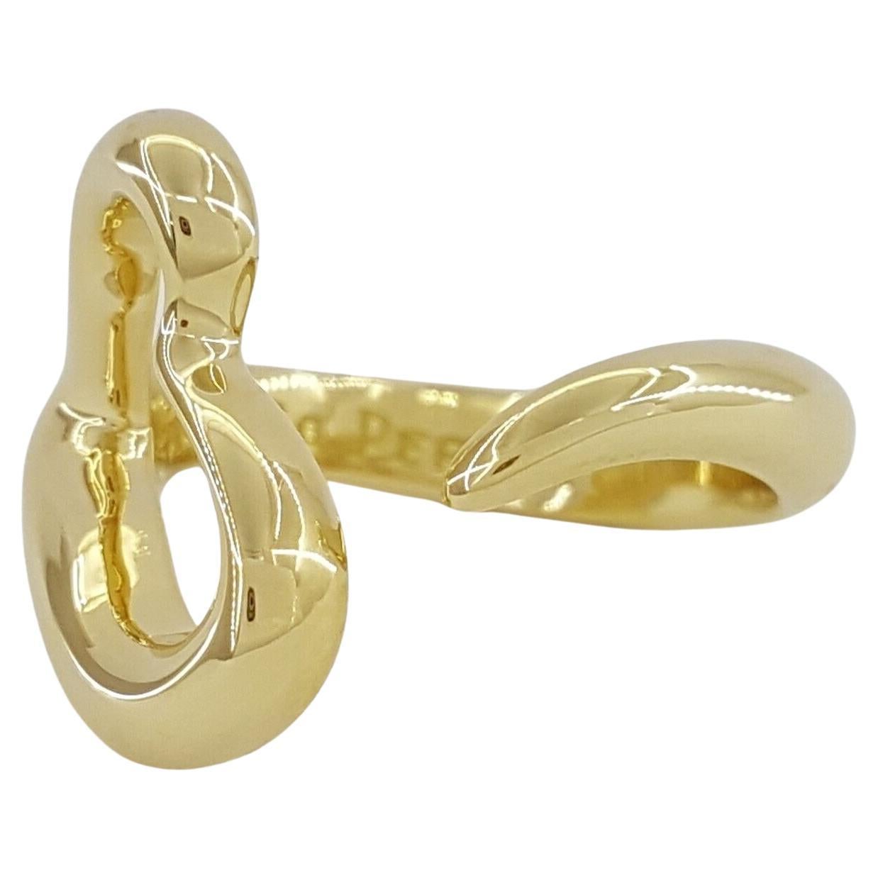 Modern Tiffany & Co. 18K Yellow Gold Elsa Peretti Open Heart Ring For Sale