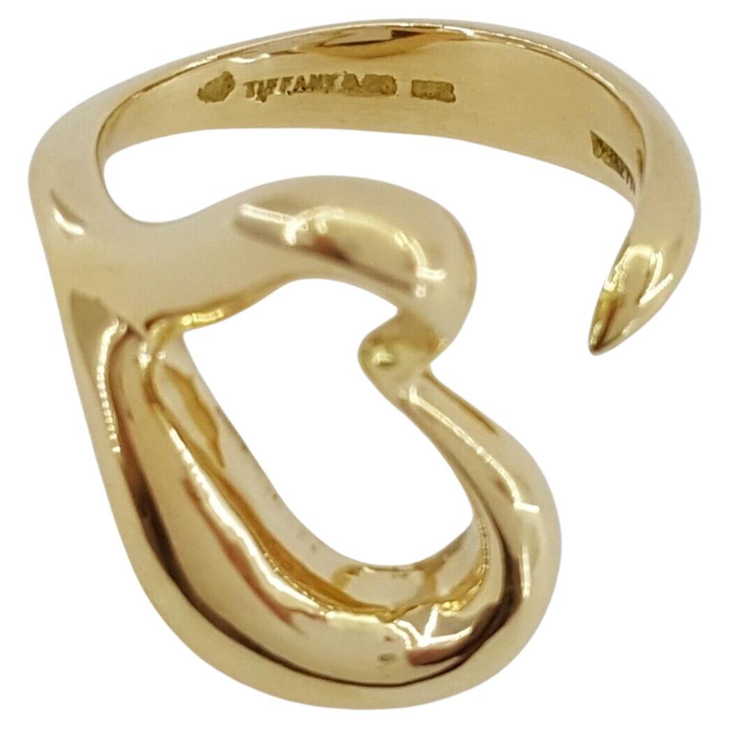 Modern Tiffany & Co. 18K Yellow Gold Elsa Peretti Open Heart Ring For Sale
