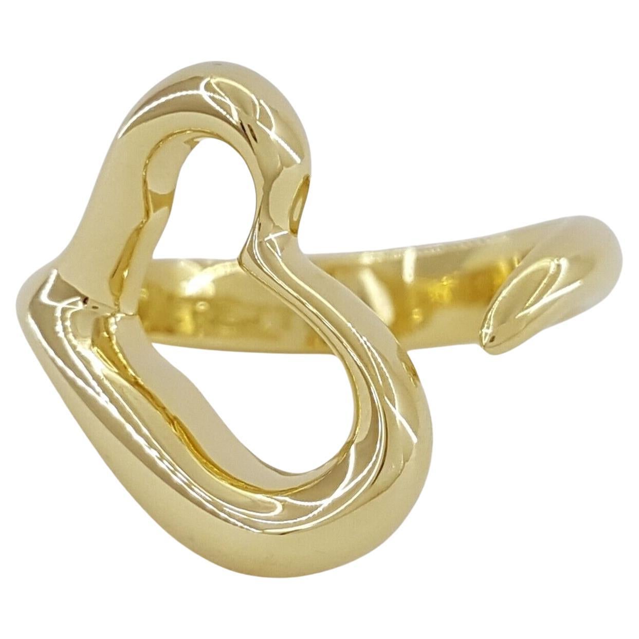 Tiffany & Co. 18K Yellow Gold Elsa Peretti Open Heart Ring For Sale 1