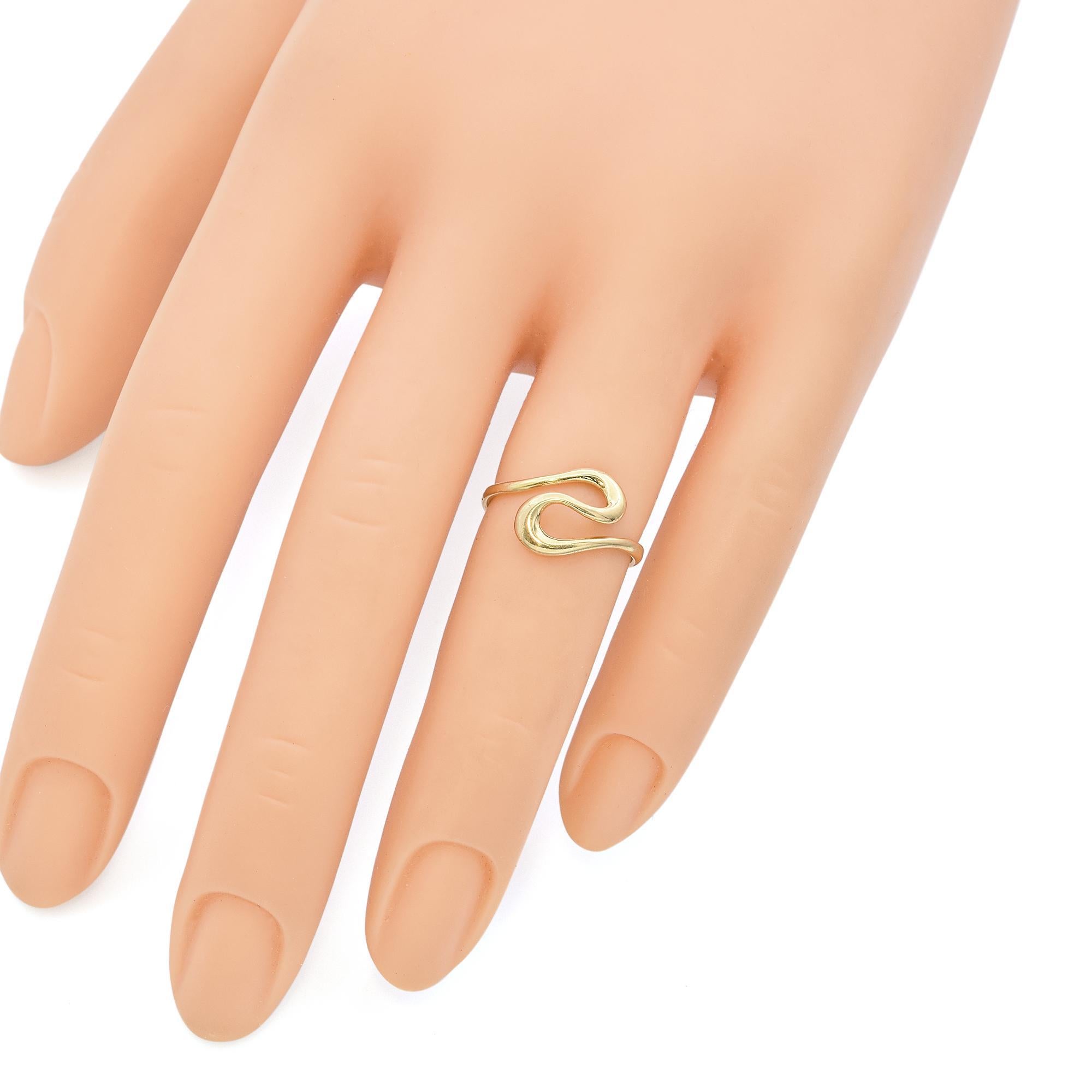 Modern Tiffany & Co. 18K Yellow Gold Elsa Peretti Open Wave Ring For Sale