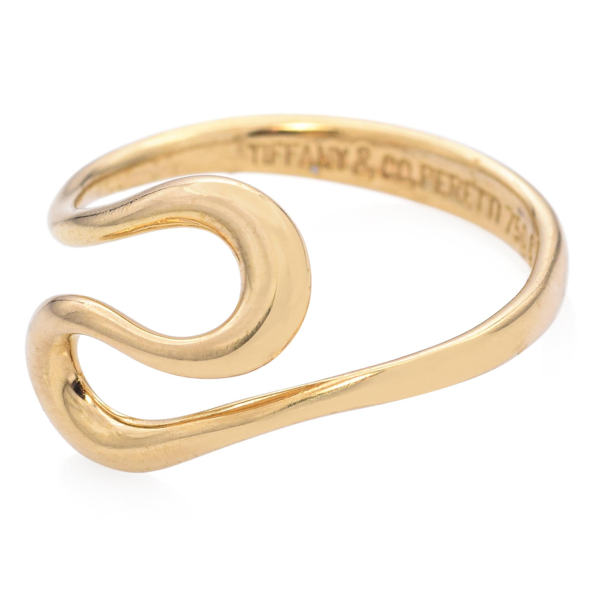 Tiffany & Co. 18K Yellow Gold Elsa Peretti Open Wave Ring In Good Condition For Sale In New York, NY