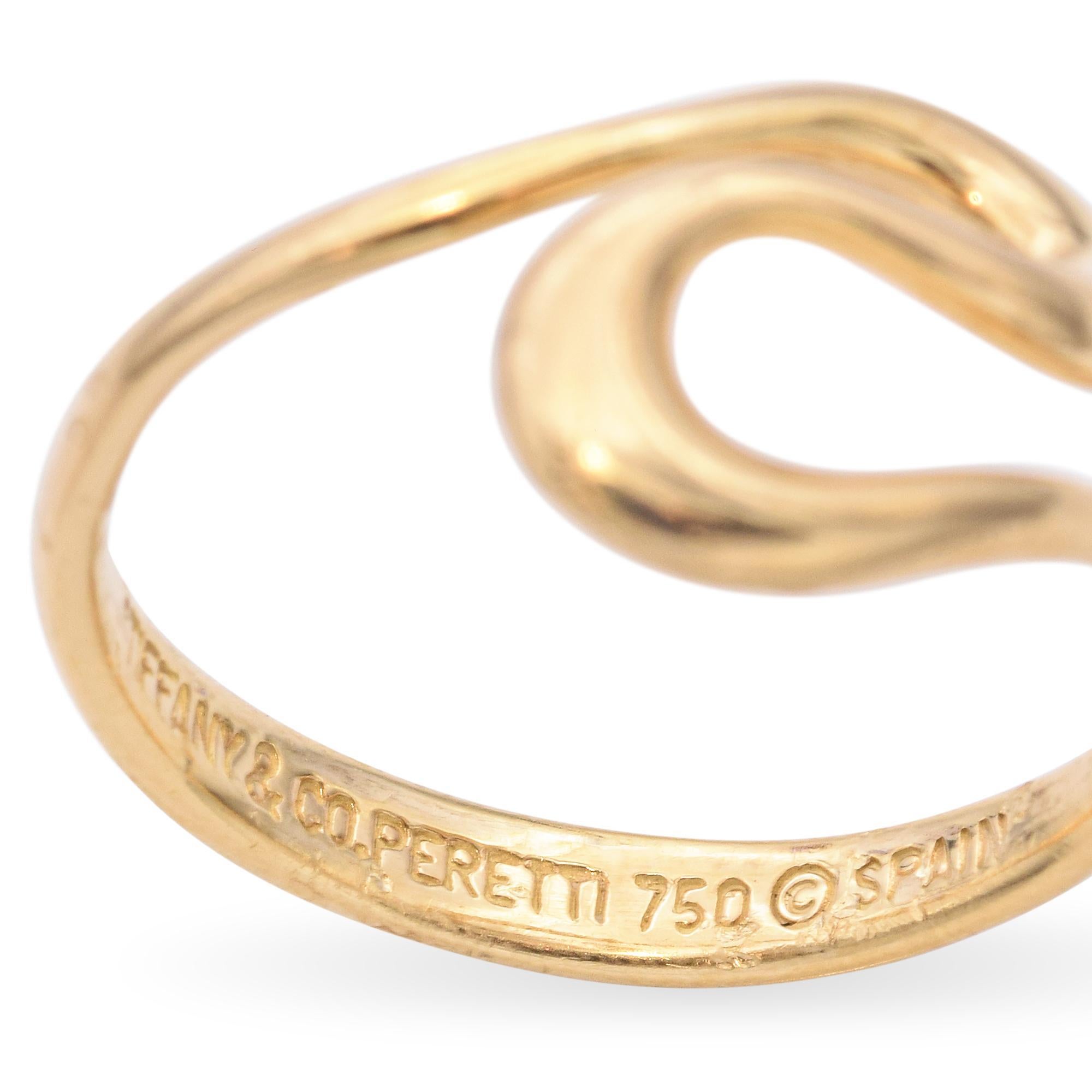 Tiffany & Co. 18K Yellow Gold Elsa Peretti Open Wave Ring For Sale 1