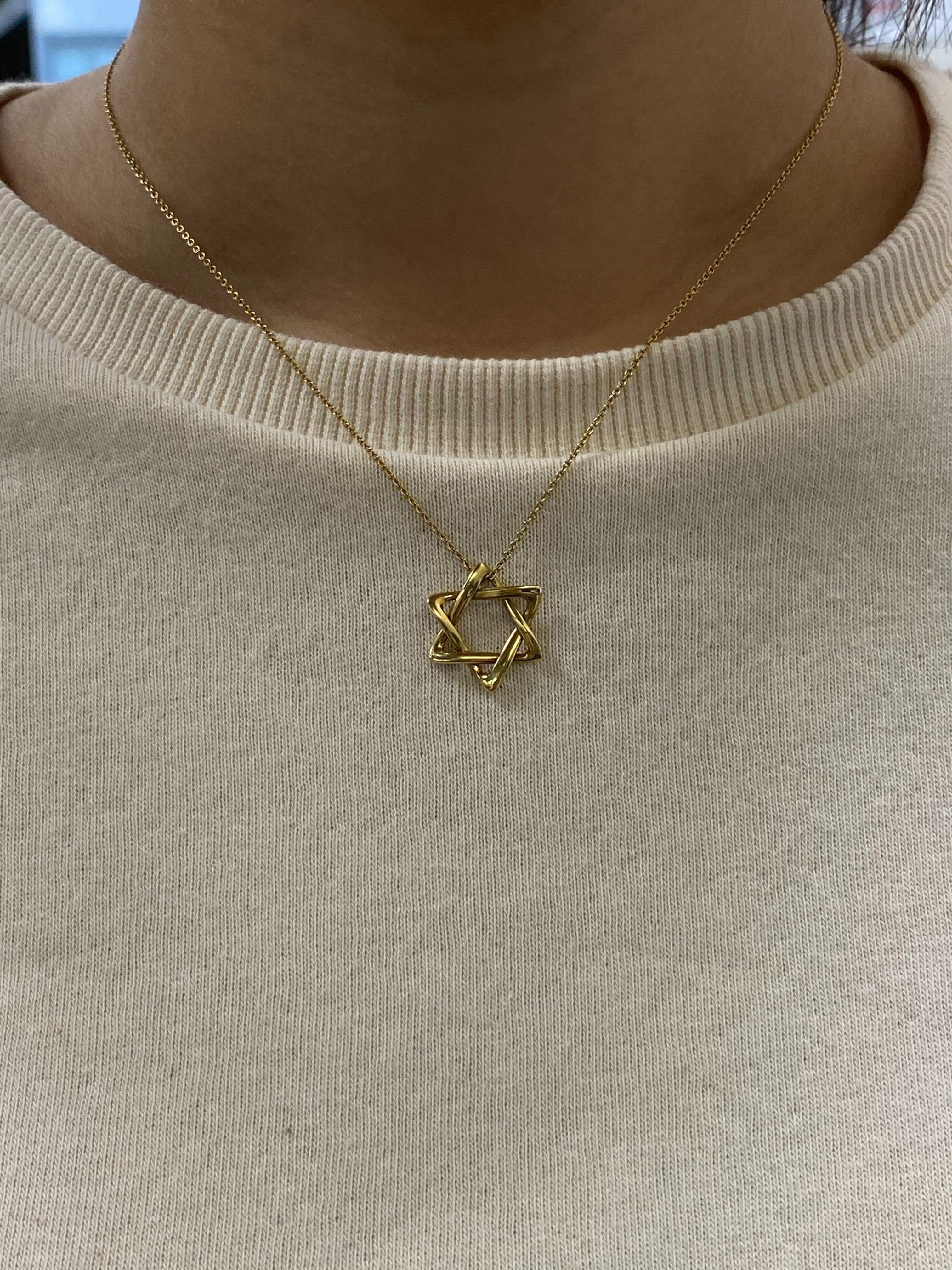 Tiffany & Co. 18 Karat Yellow Gold Elsa Peretti Star of David Pendant In Excellent Condition In New York, NY