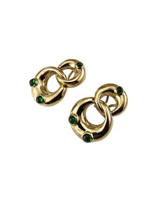 Tiffany & Co. 18K Gelbgold Smaragd Doppel Link Clip-On Ohrringe #25060