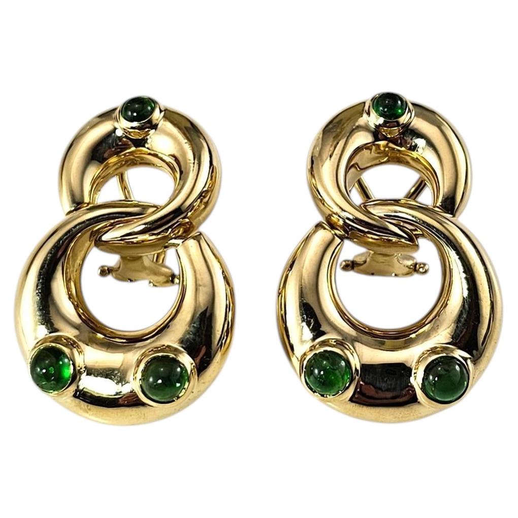 Tiffany & Co. 18K Yellow Gold Emerald Double Link Clip-On Earrings #25060