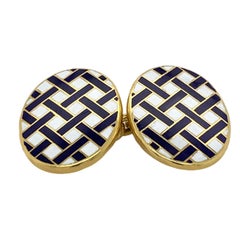 Manschettenknöpfe aus 18 Karat Gelbgold mit Emaille von Tiffany & Co