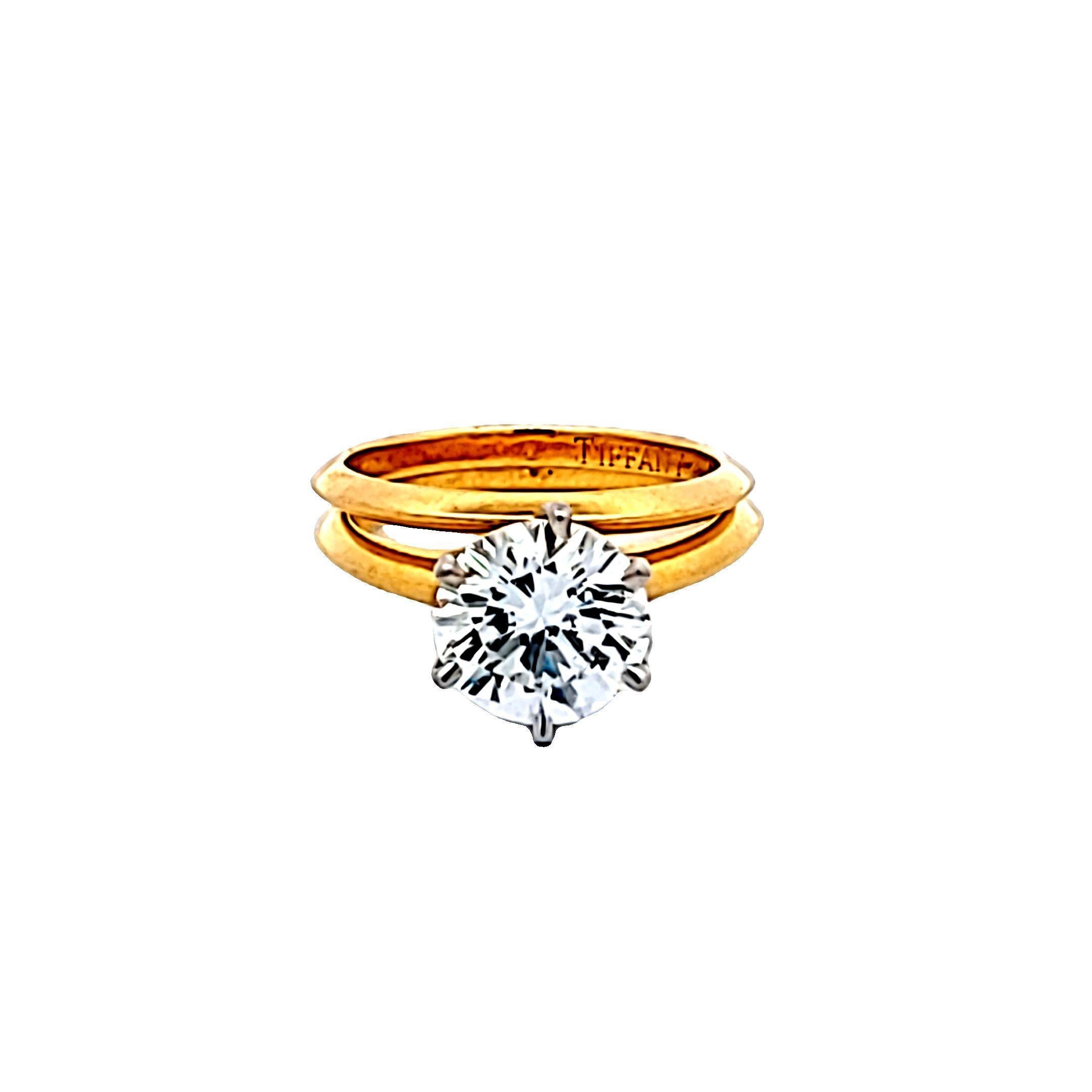 Tiffany & Co 18k Yellow Gold Engagement Ring 2.04 Carat Round I-if Diamonds View 5