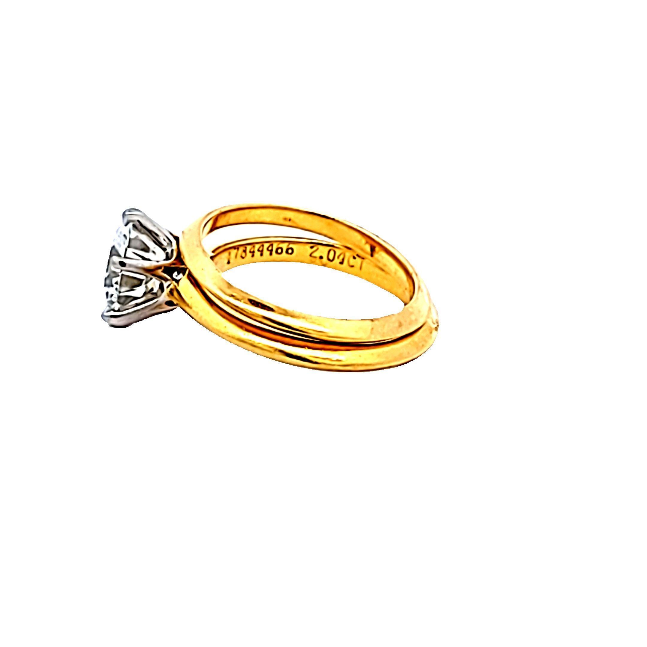 Tiffany & Co 18k Yellow Gold Engagement Ring 2.04 Carat Round I-if Diamonds View 6