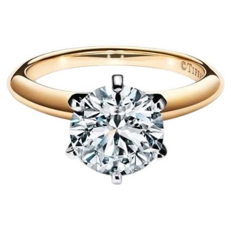 Bague de fiançailles Tiffany & Co. en or jaune 18 carats, sertie de diamants ronds de 2,04 carats, pureté I-IF