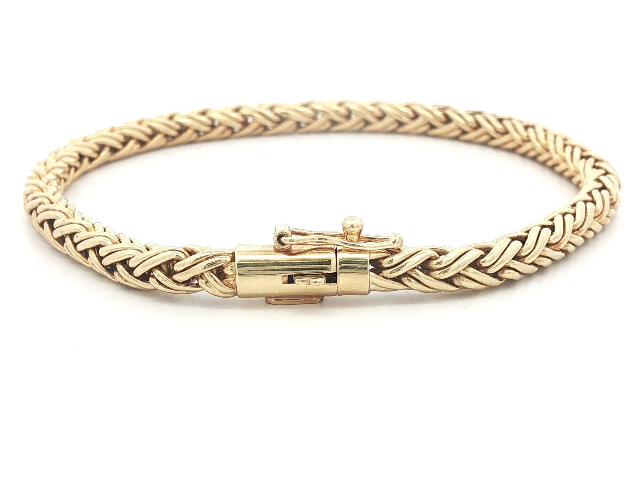 Tiffany & Co. 18k Yellow Gold Fancy Wheat Link Chain Bracelet w/ Original Box Bon état - En vente à Montclair, NJ