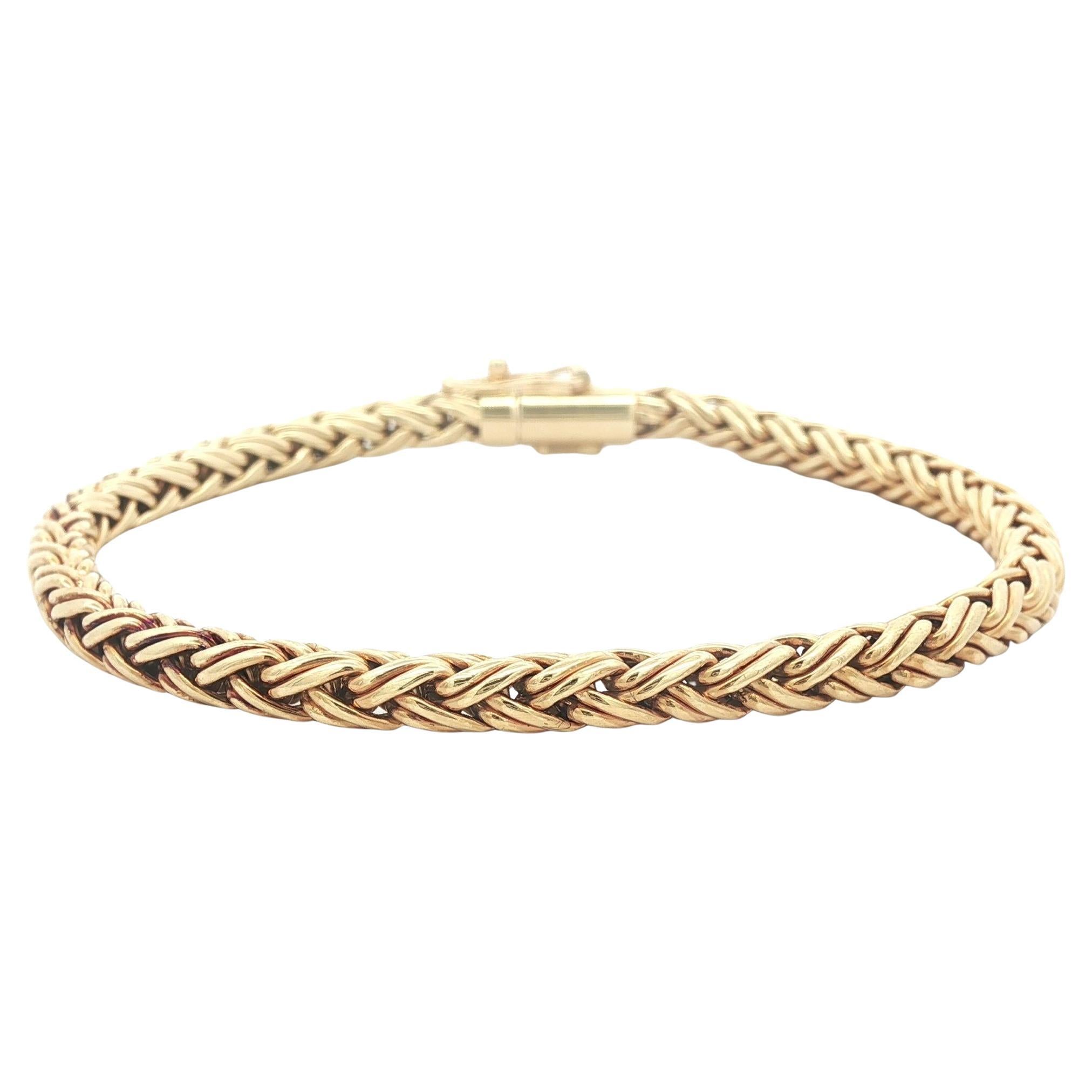 Tiffany 
Co. 18k Yellow Gold Fancy Wheat Link Chain Bracelet w/ Original Box