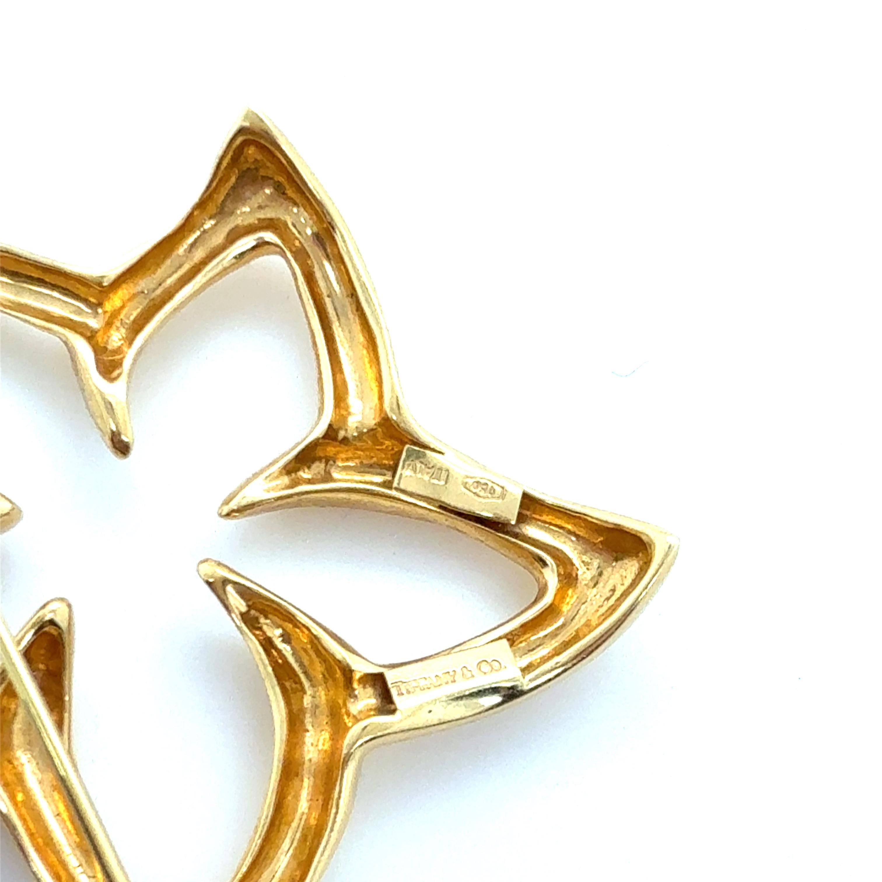 Spilla a forma di stella con fiore in oro giallo 18 carati di Tiffany & Co. In condizioni ottime in vendita a Chicago, IL