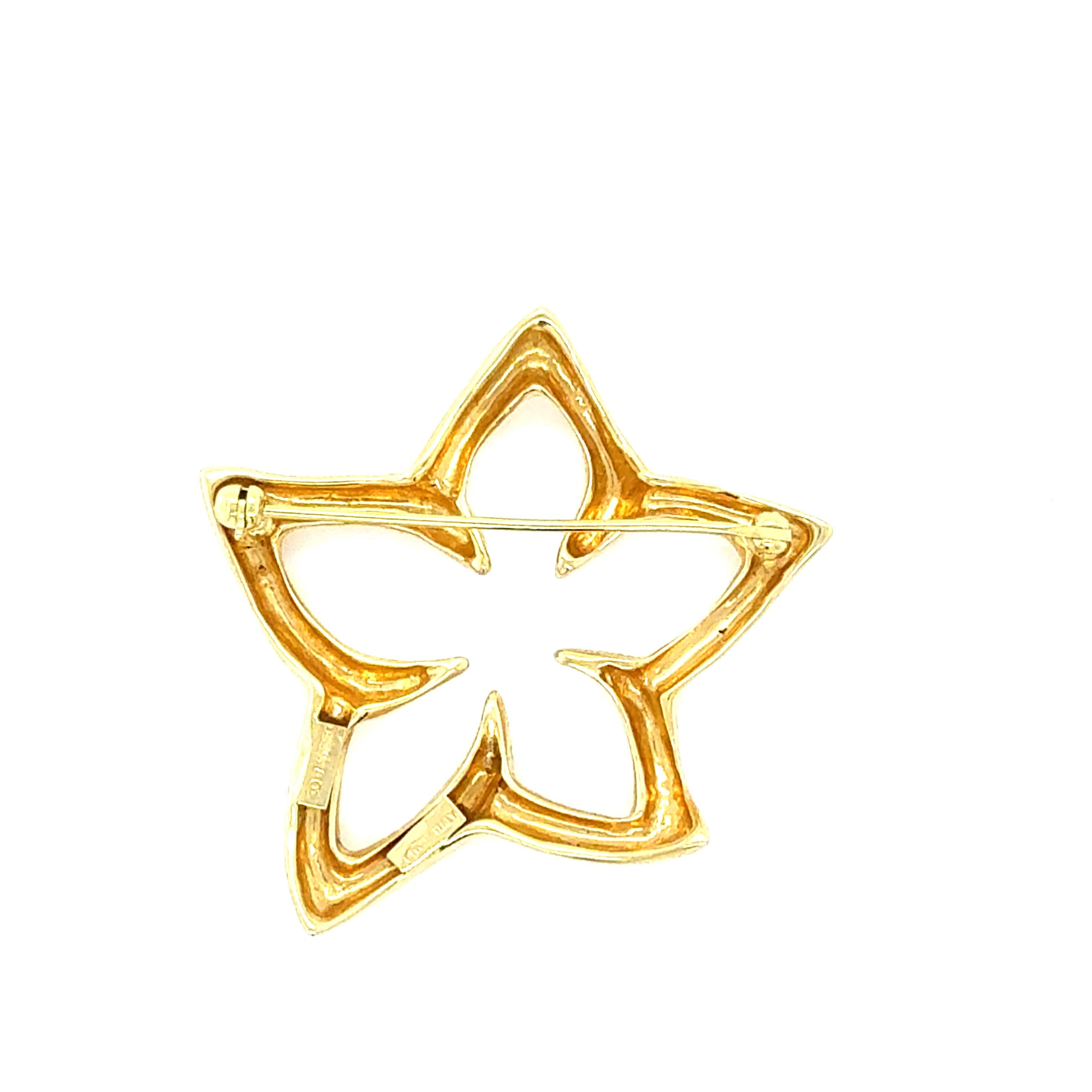 da uomo o donna Spilla a forma di stella con fiore in oro giallo 18 carati di Tiffany & Co. in vendita