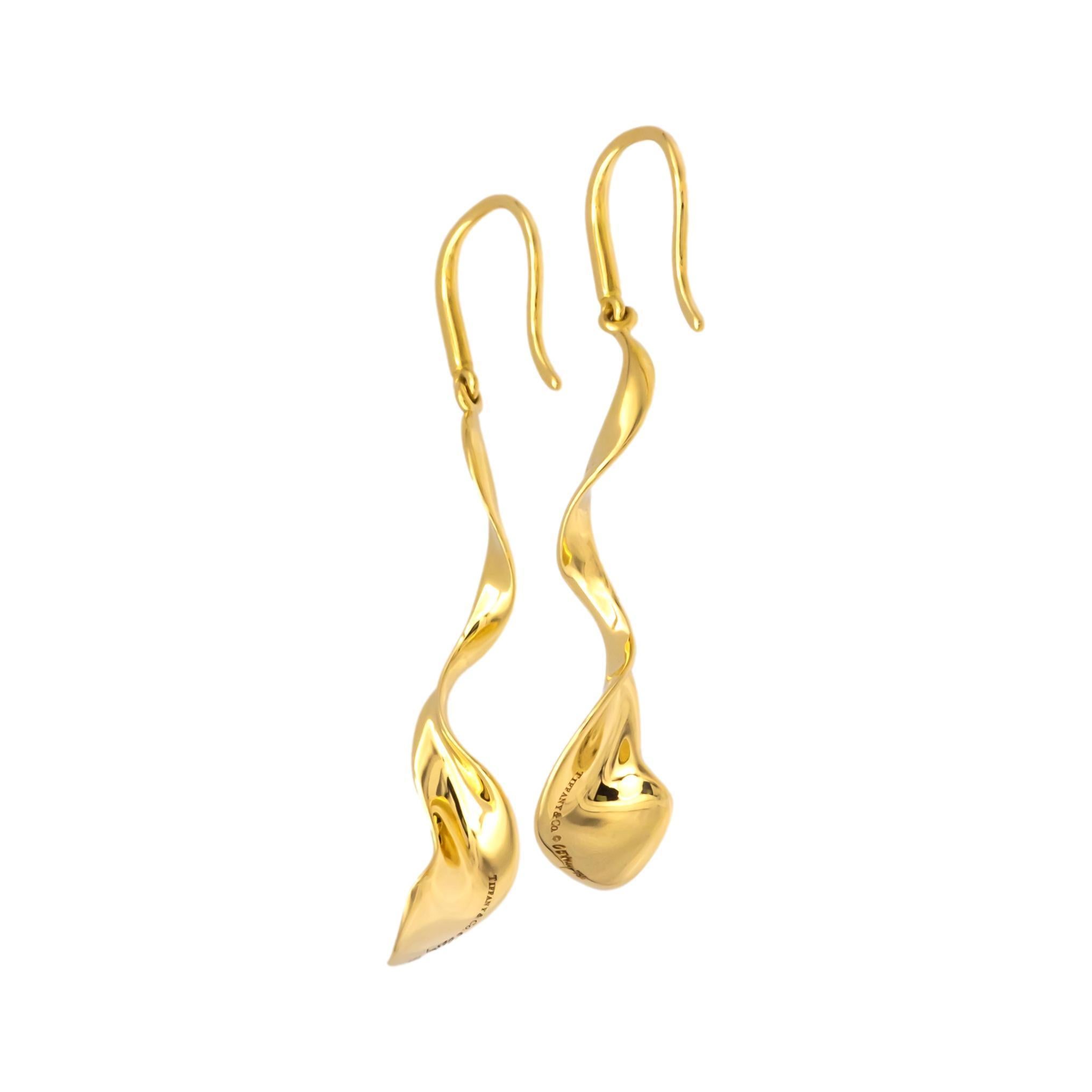 Pendientes colgantes Orquídea Frank Gehry de oro amarillo de 18 quilates Tiffany & Co. en venta 2