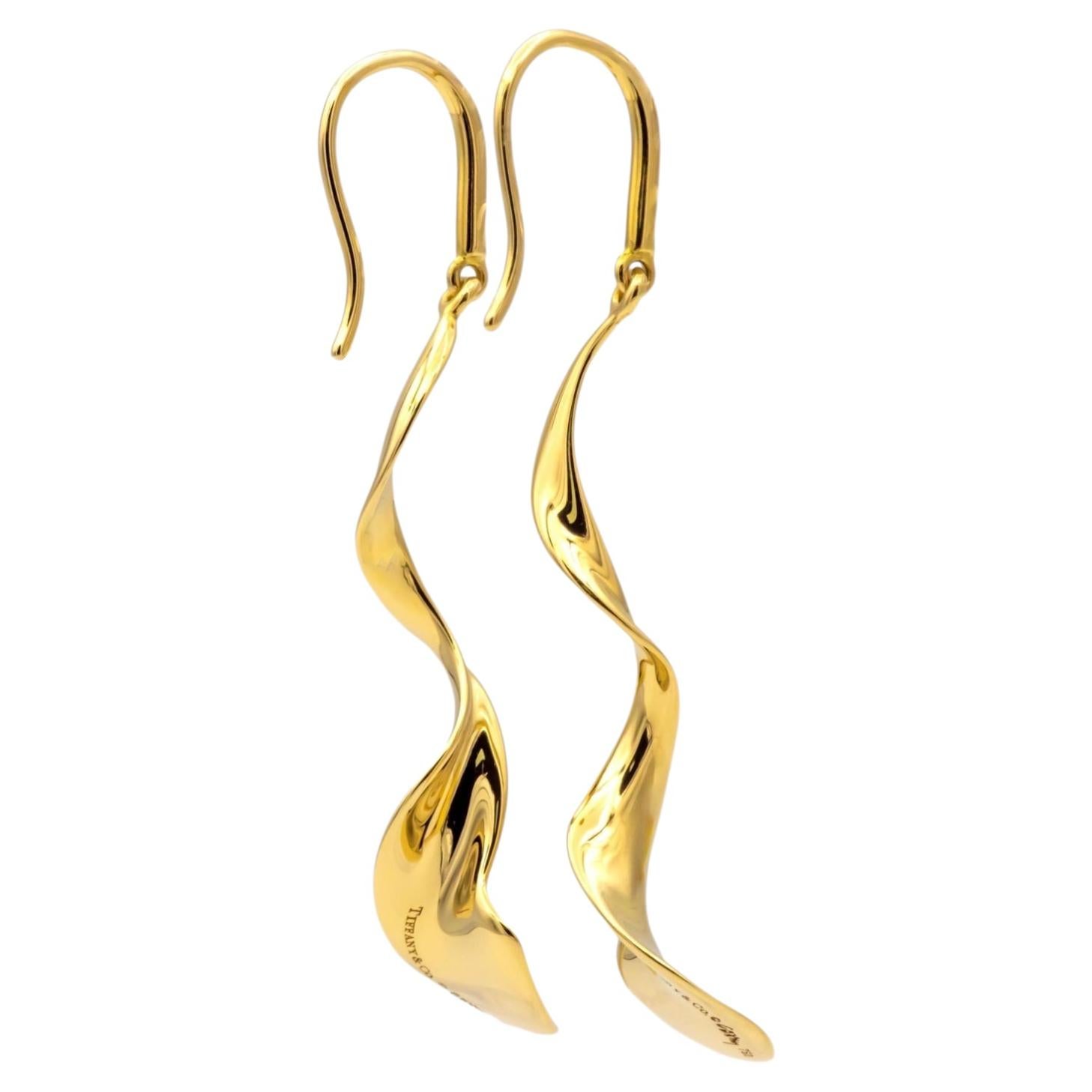 Tiffany & Co. 18K Yellow Gold Frank Gehry Orchid Drop Earrings