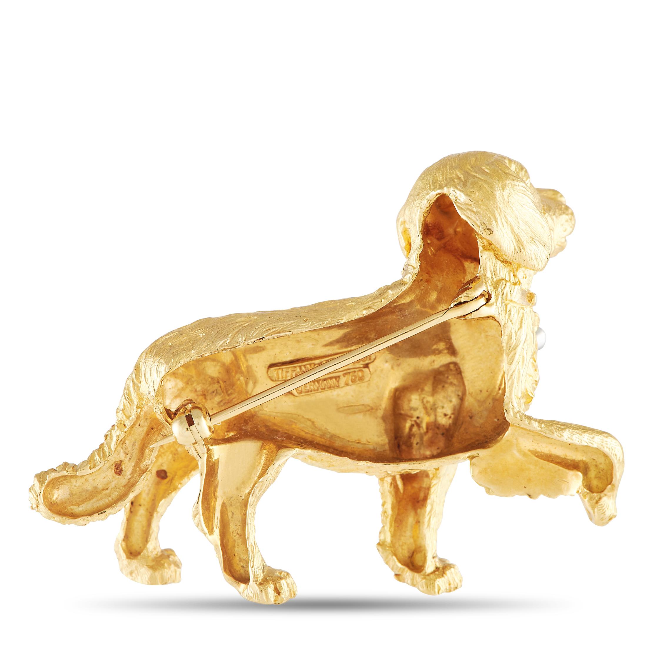 Tiffany and Co. 18k Yellow Gold Golden Retriever Dog Brooch at