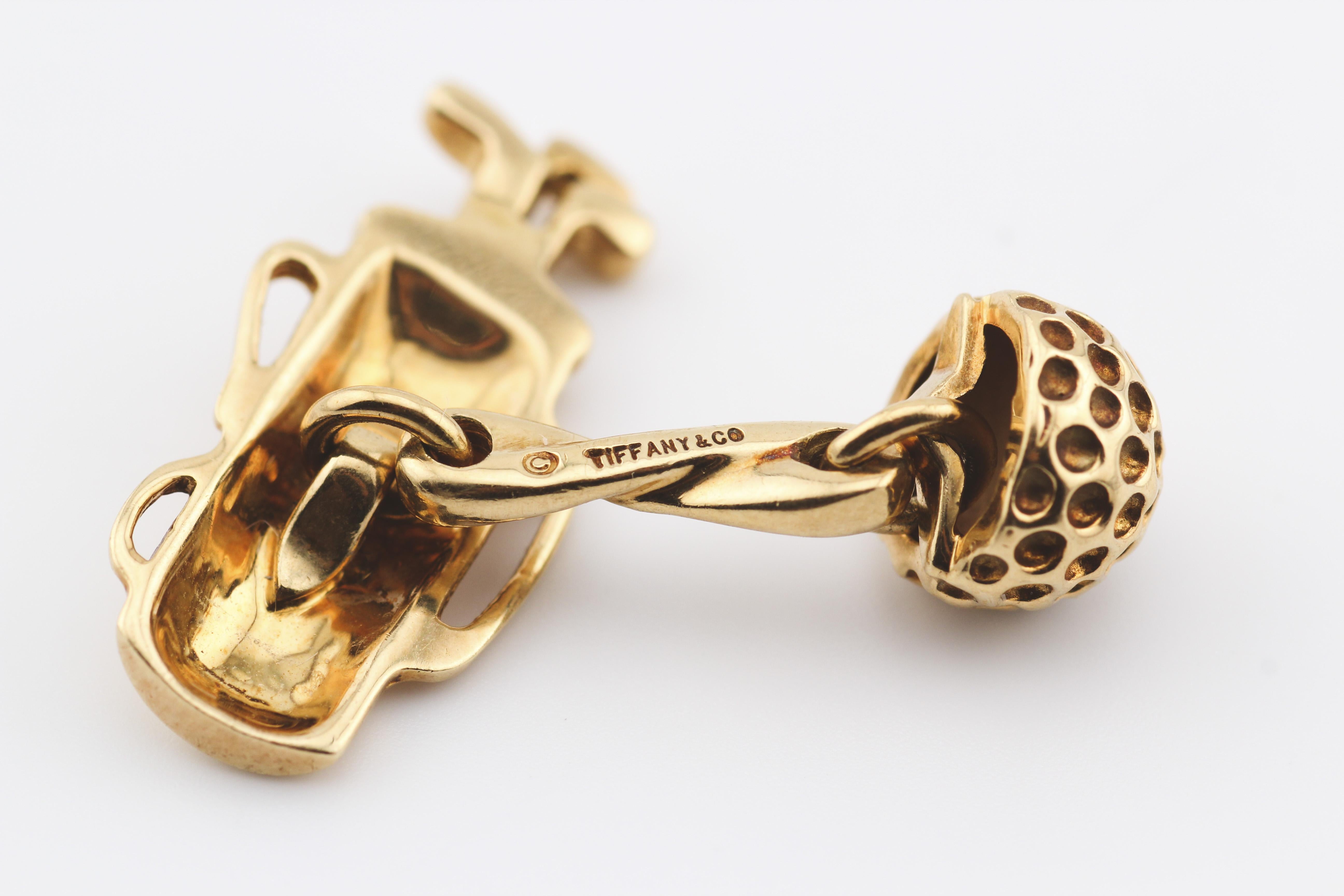 Tiffany & Co. Boutons de manchette à motif de golf en or jaune 18 carats Pour hommes en vente