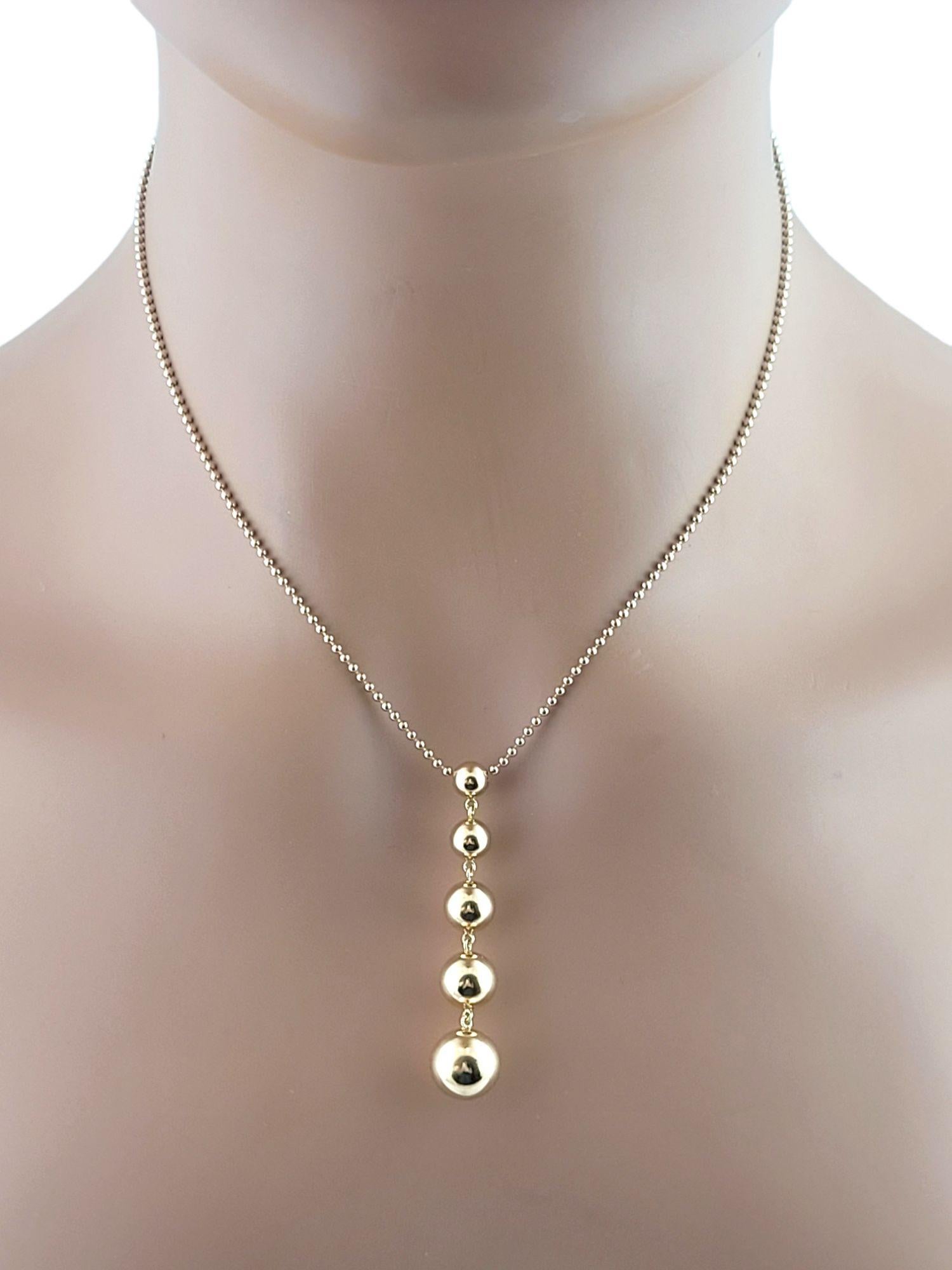 Tiffany & Co 18K Yellow Gold Graduated Bead Drop Pendant Necklace #14791 For Sale 2