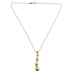 Tiffany & Co 18K Yellow Gold Graduated Bead Drop Pendant Necklace #14791