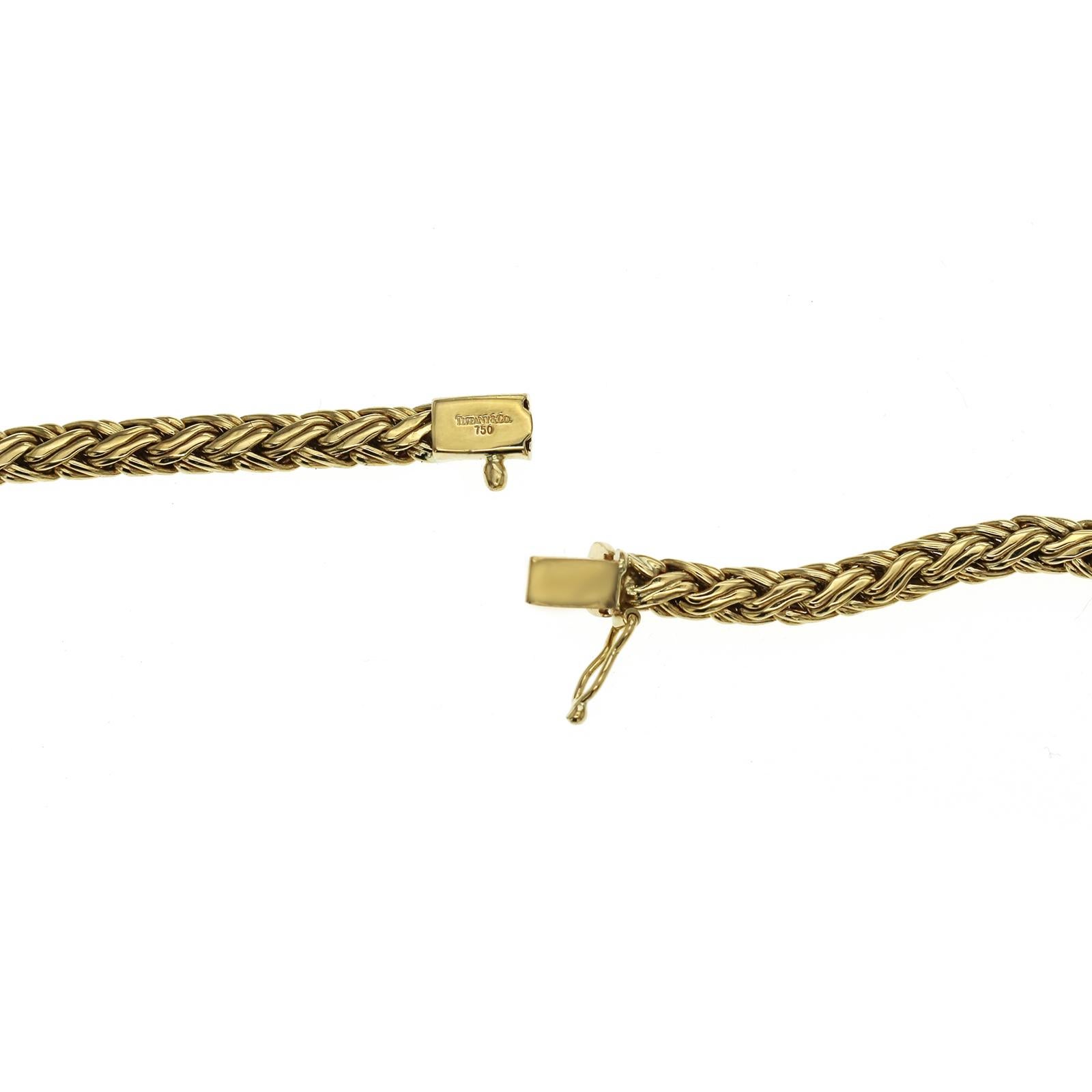 Tiffany & Co. 18k Yellow Gold Graduated Braided Necklace In Excellent Condition In Los Angeles, CA