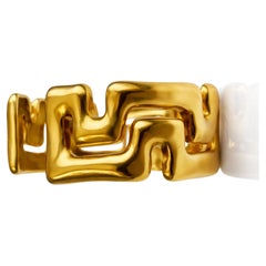 Tiffany & Co. 18K Gelbgold Griechischer Schlüssel Manschettenarmband, 56 Gramm