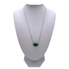 Tiffany & Co. 18K Yellow Gold Green Nephrite Jade Bean Pendant Pendant Necklace