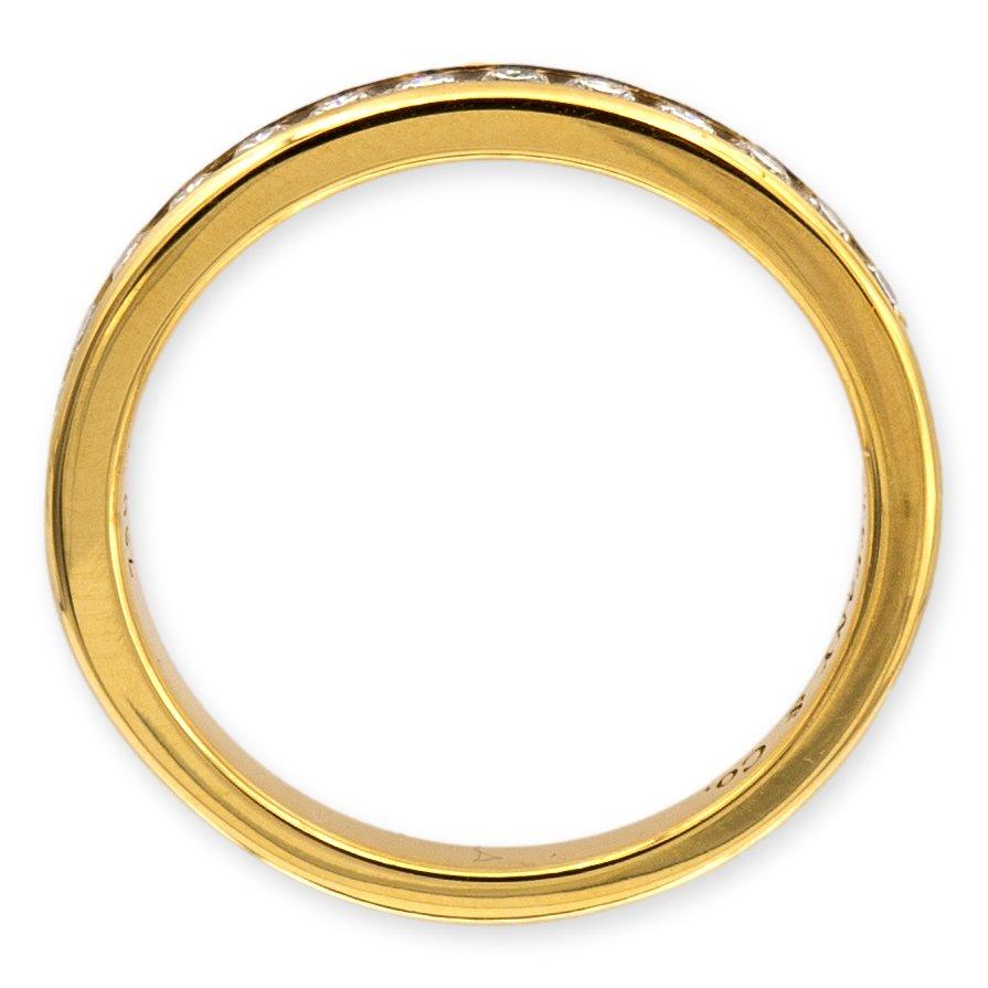 Taille ronde Tiffany & Co. 18K Yellow Gold Halfway Wedding Band Ring 0.22 cts 2.5mm en vente