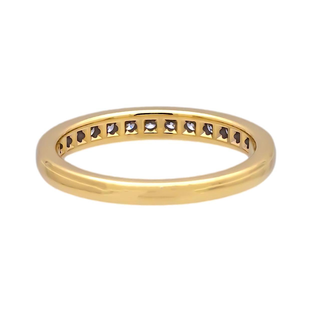 Modern Tiffany & Co. 18K Yellow Gold Halfway Wedding Band Ring 0.22 cts 2.5mm For Sale