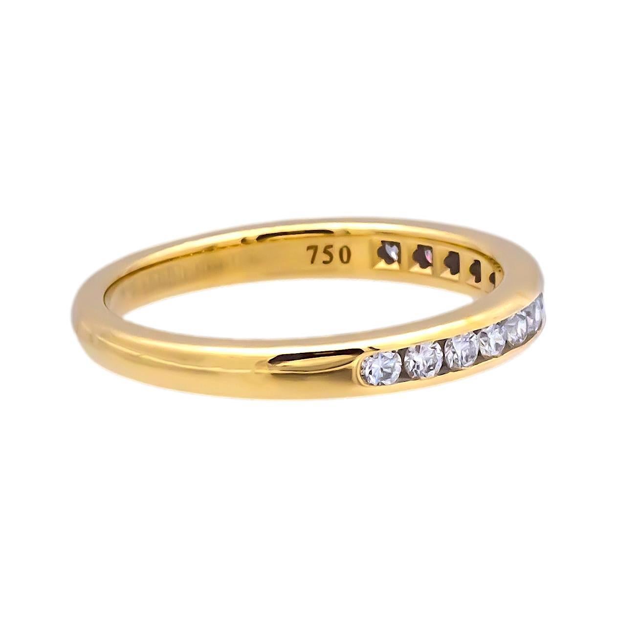 Round Cut Tiffany & Co. 18K Yellow Gold Halfway Wedding Band Ring 0.22 cts 2.5mm For Sale